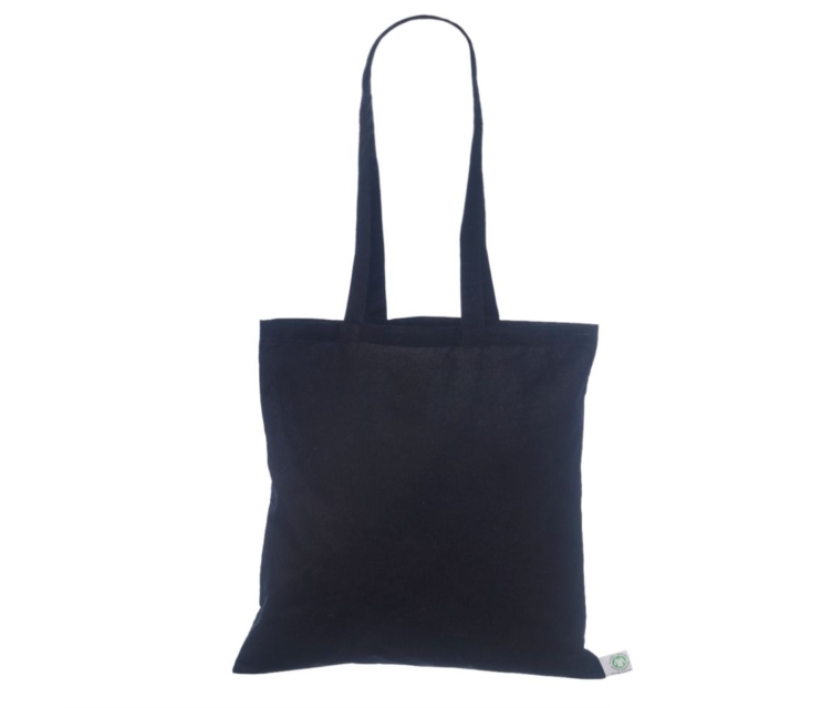 Premium kvaliteediga musta värvi riidest kott on valmistatud 140 grammisest orgaanilisest puuvillast.