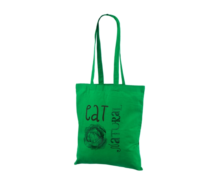 Rohelist värvi riidest kott logoga